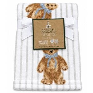 Deborah Connolly Teddy Bear Hand Towels Set of 2 Striped Plush Baby Bath